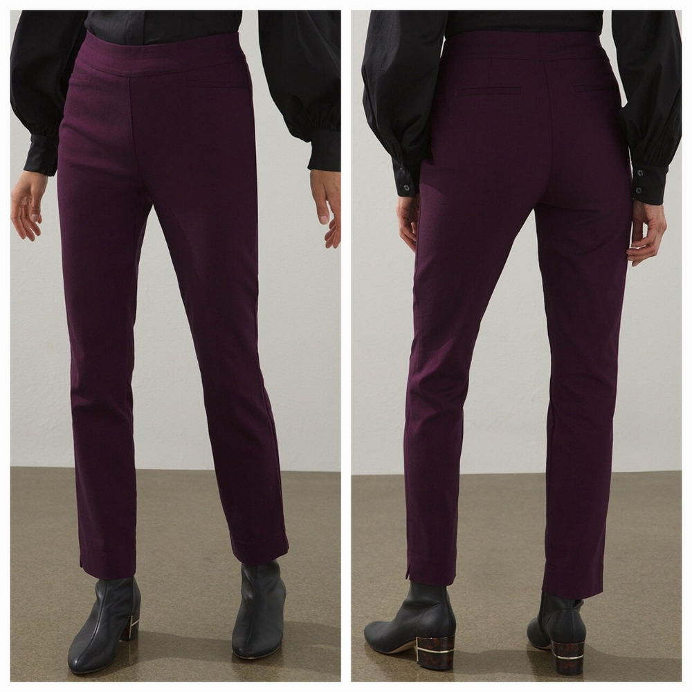 Chico's So Slimming Brigitte Plum Purple Chevron Ankle Pants size 4